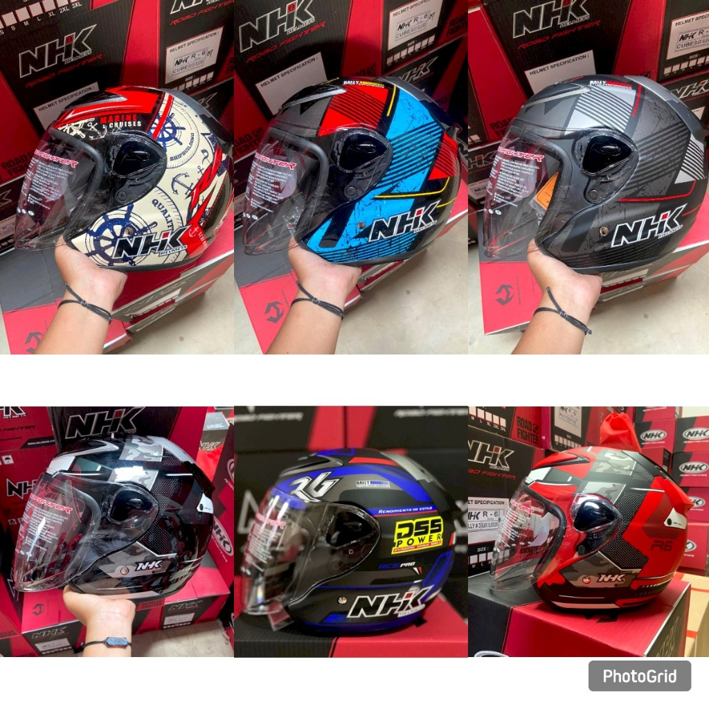 Jual HELM NHK R6 PIGMENT PIGMEN PINK FLUO HALF FACE MOTIF R-6 R 6 ...