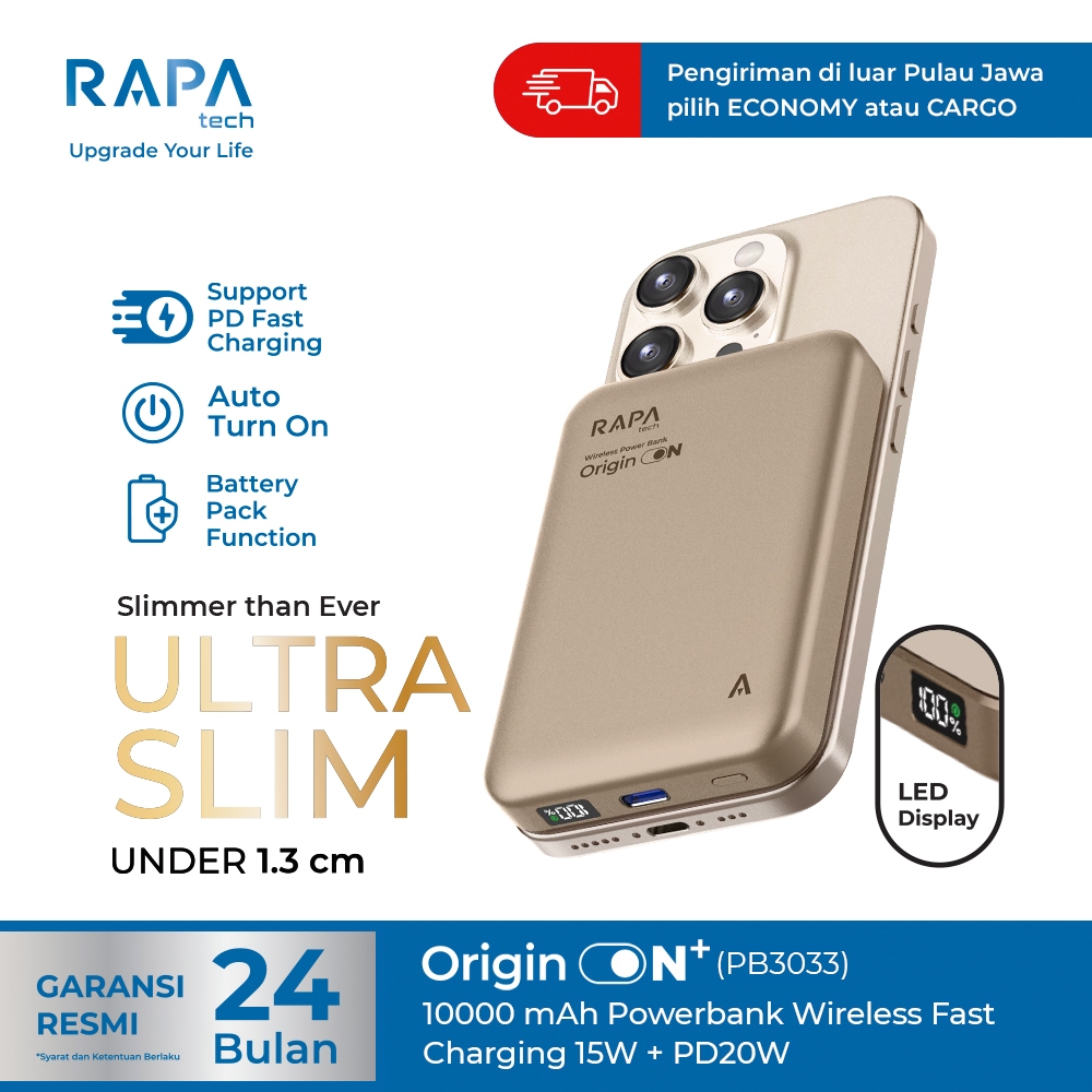 Jual [CCC] RAPAtech Powerbank Origin On+ With LED Display 10000 mAh ...