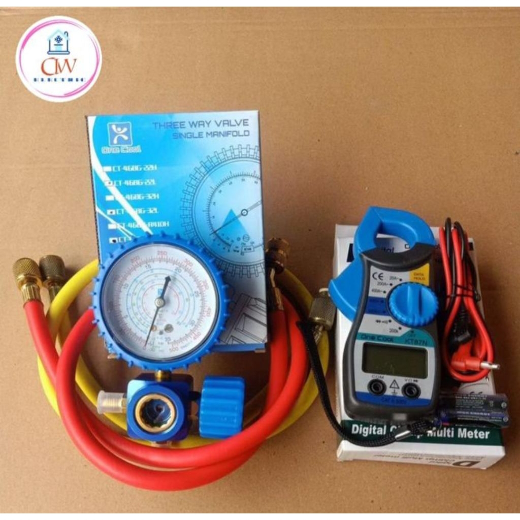 Jual paket isi refrigerant R32,R410 manifold+selang+tang amper | Shopee ...
