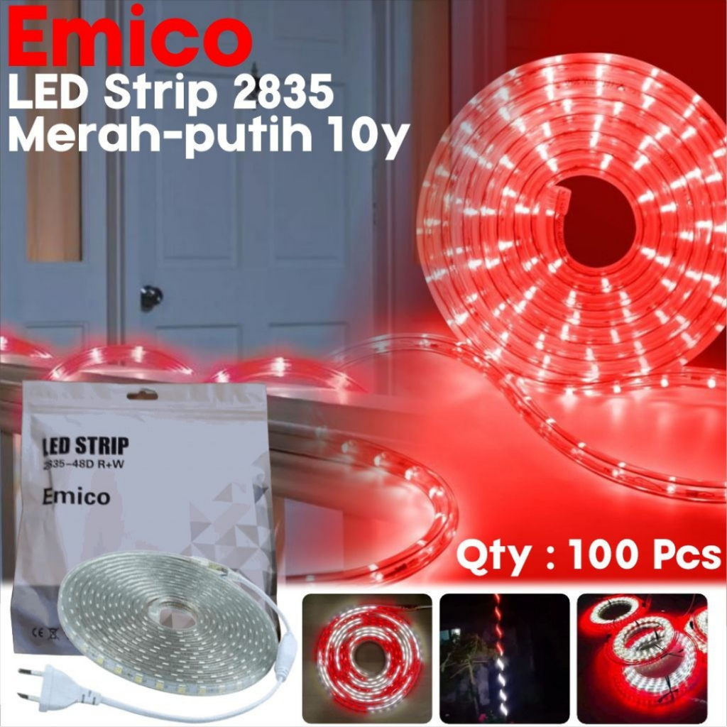 Jual LED Strip Roll Gel Emico 2835 48 LED Merah Putih | Shopee Indonesia