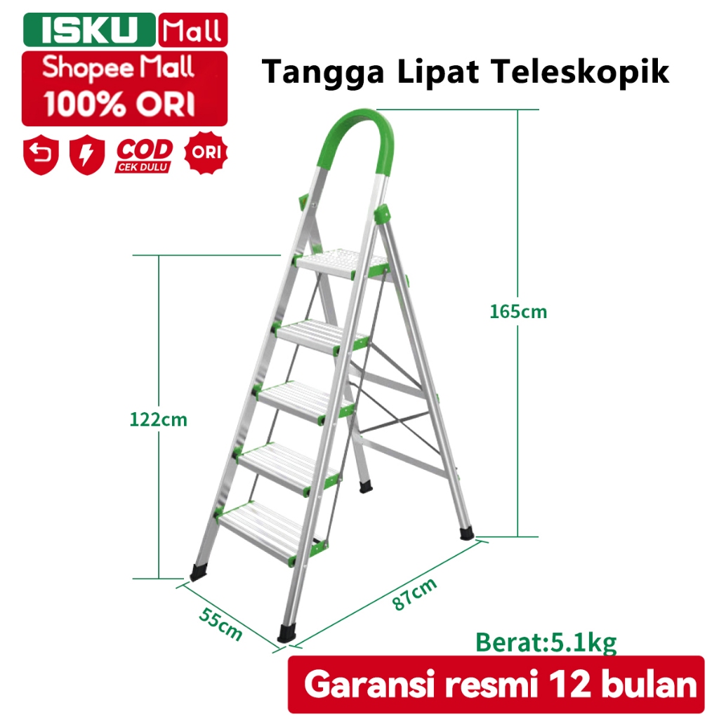 Jual ISKU Tangga lipat 5 anak tangga Tangga lipat rumah tangga Tangga