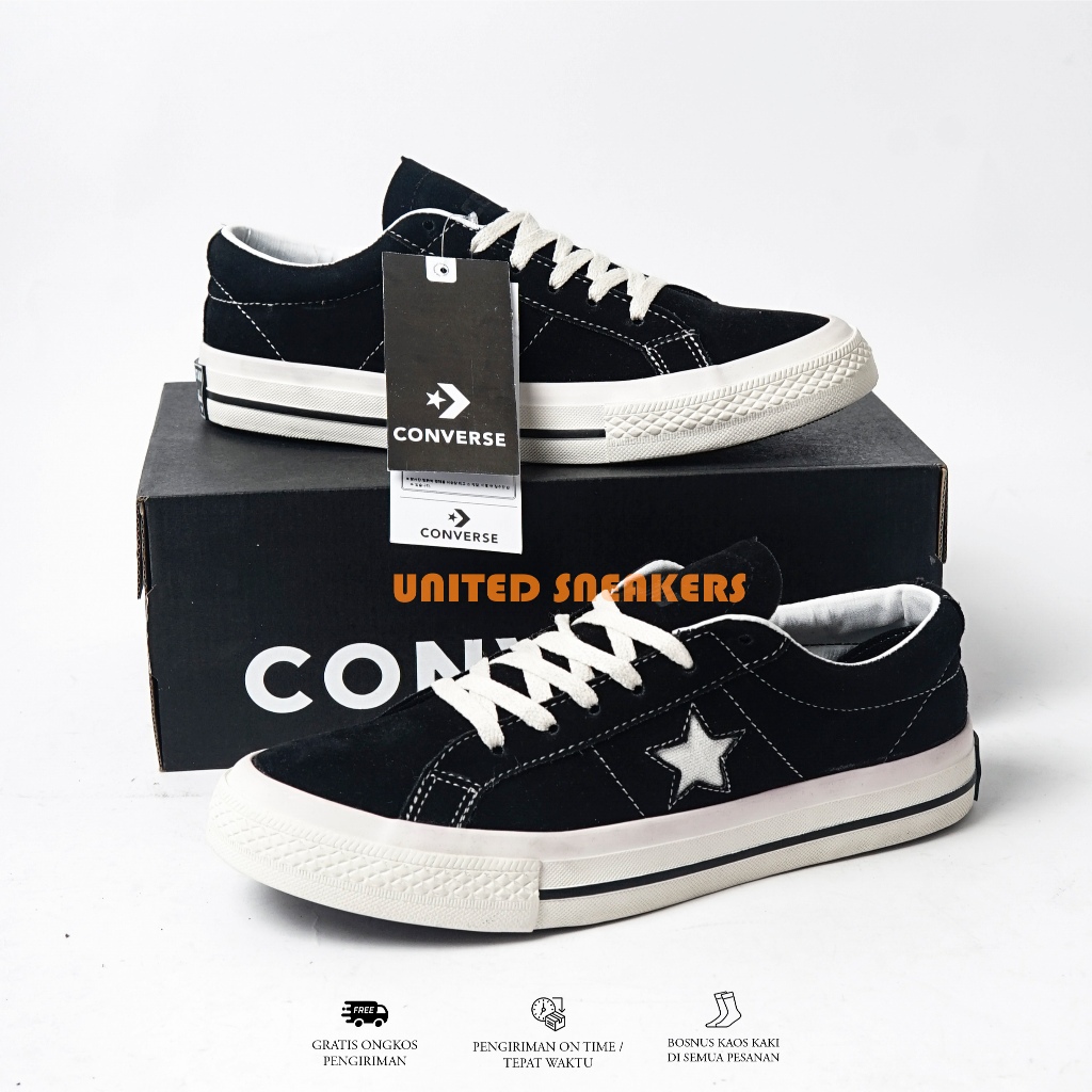 Sneakers Pria Sepatu Converse Cons One Star Classic Ox Black White Made in  Vietnam