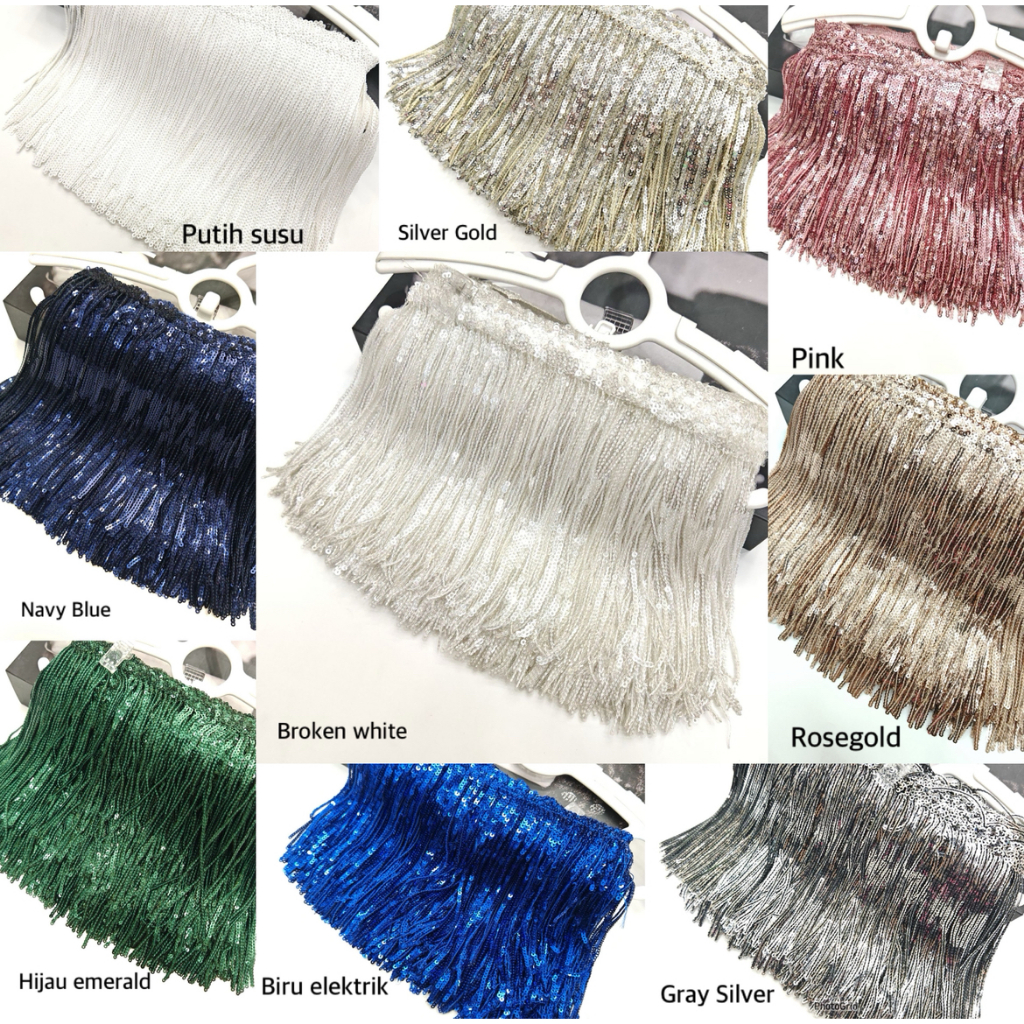 Jual tassel rumbai sequin per 90cm pjg 17cm / tasel / renda selendang ...