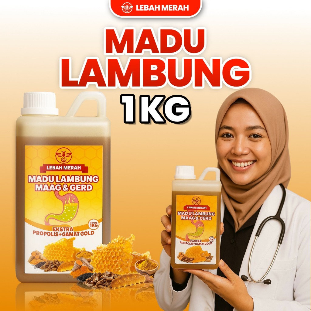 1 KG Madu Lambung Maag Gerd Lebah Merah Obat Magh Herbal Asam Lambung, Perut Kembung Nyeri Gerd