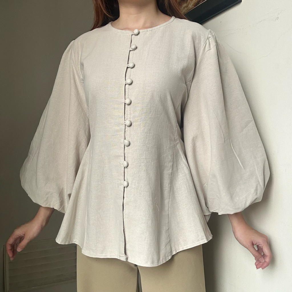 Astrid Top Atasan kemeja blouse wanita kerja linen tangan…