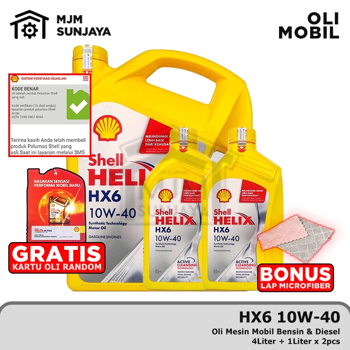 Jual [BARCODE] Oli Mesin Shell Helix HX6 SAE 10W-40 6 Liter SCAN Bensin ...