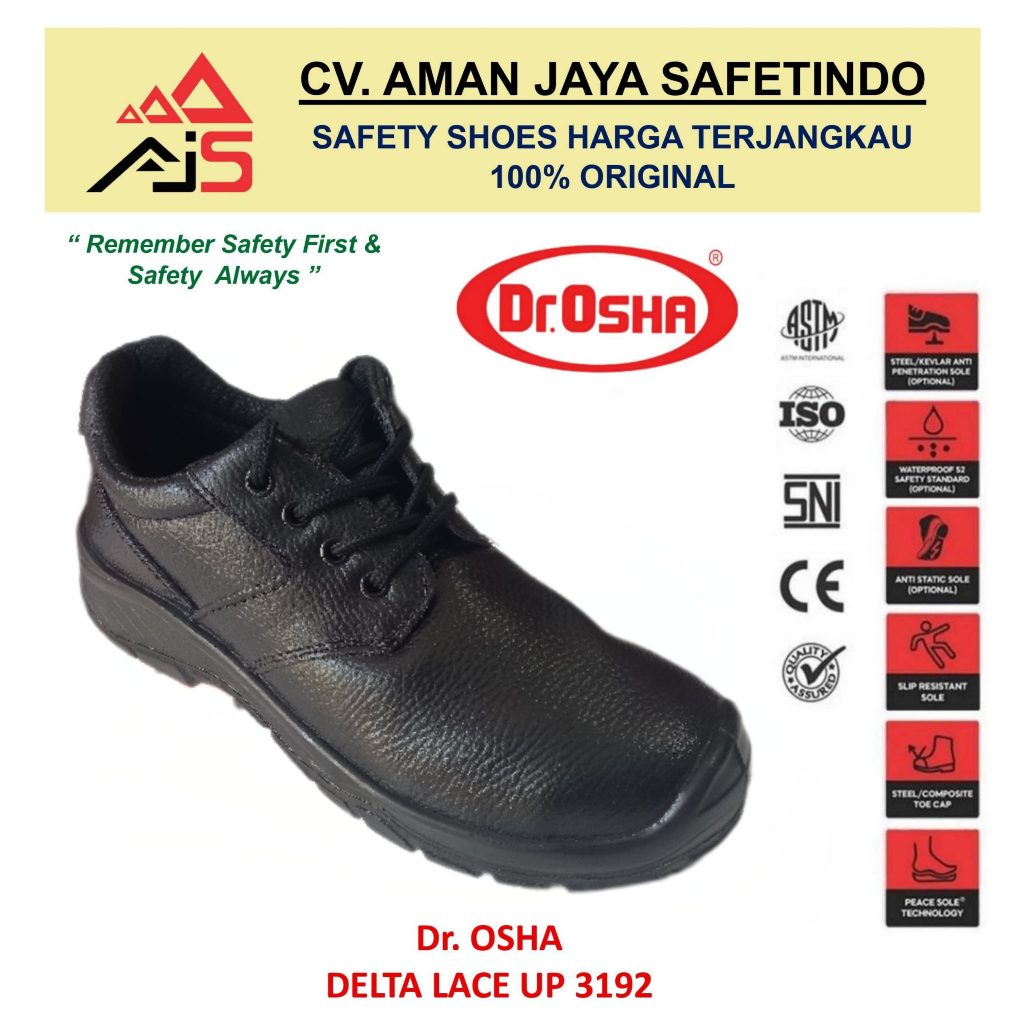 Jual Safety Shoes Dr. OSHA Delta Lace Up 3192 - Kulit Asli (Garansi ...