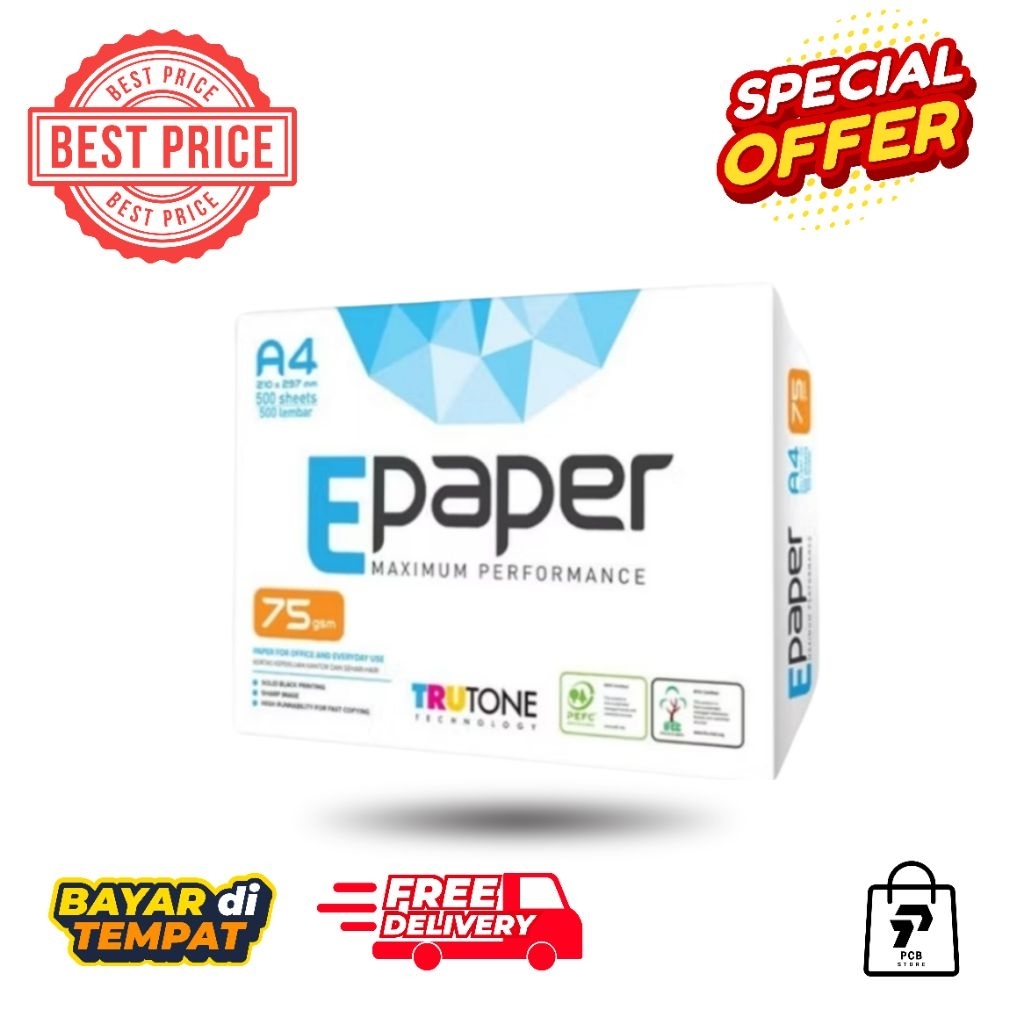 Jual Kertas HVS A4 75gsm E-Paper 1 Rim (500 Lembar) | Kertas Fotokopi ...