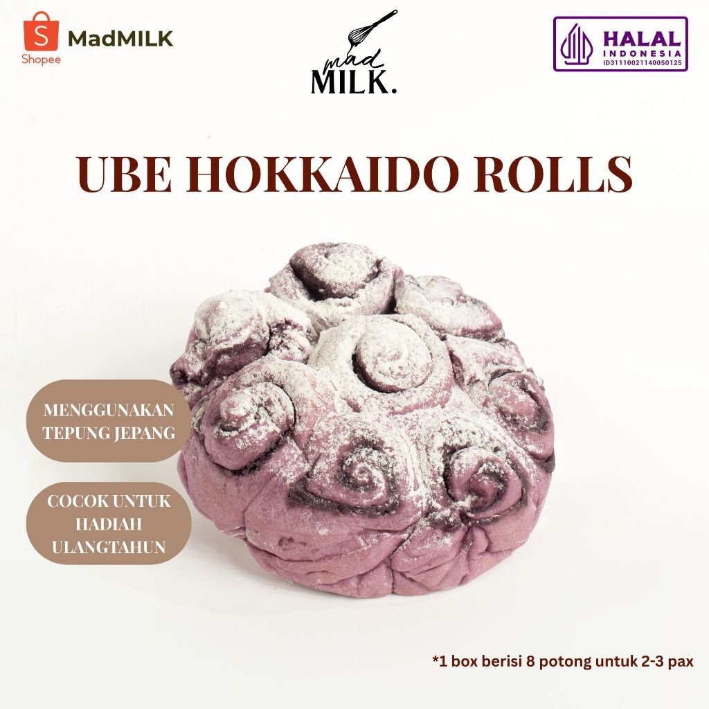 Jual Roti Sobek Hokkaido Rolls Madmilk | Ube Hokkaido Rolls isi 8pcs ...