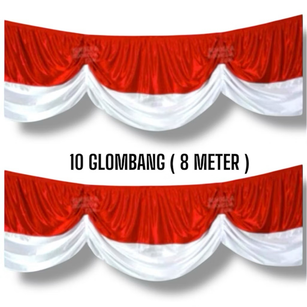 Jual BACKGROUND MERAH PUTIH KARET MODEL RUMBE UKURAN 10 GELOMBANG ( 8 ...