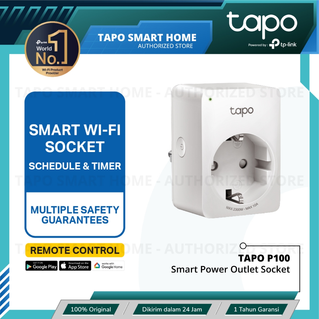 Jual TAPO P100 Smart Plug Wifi Colokan Wireless Schedule Timer Voice ...