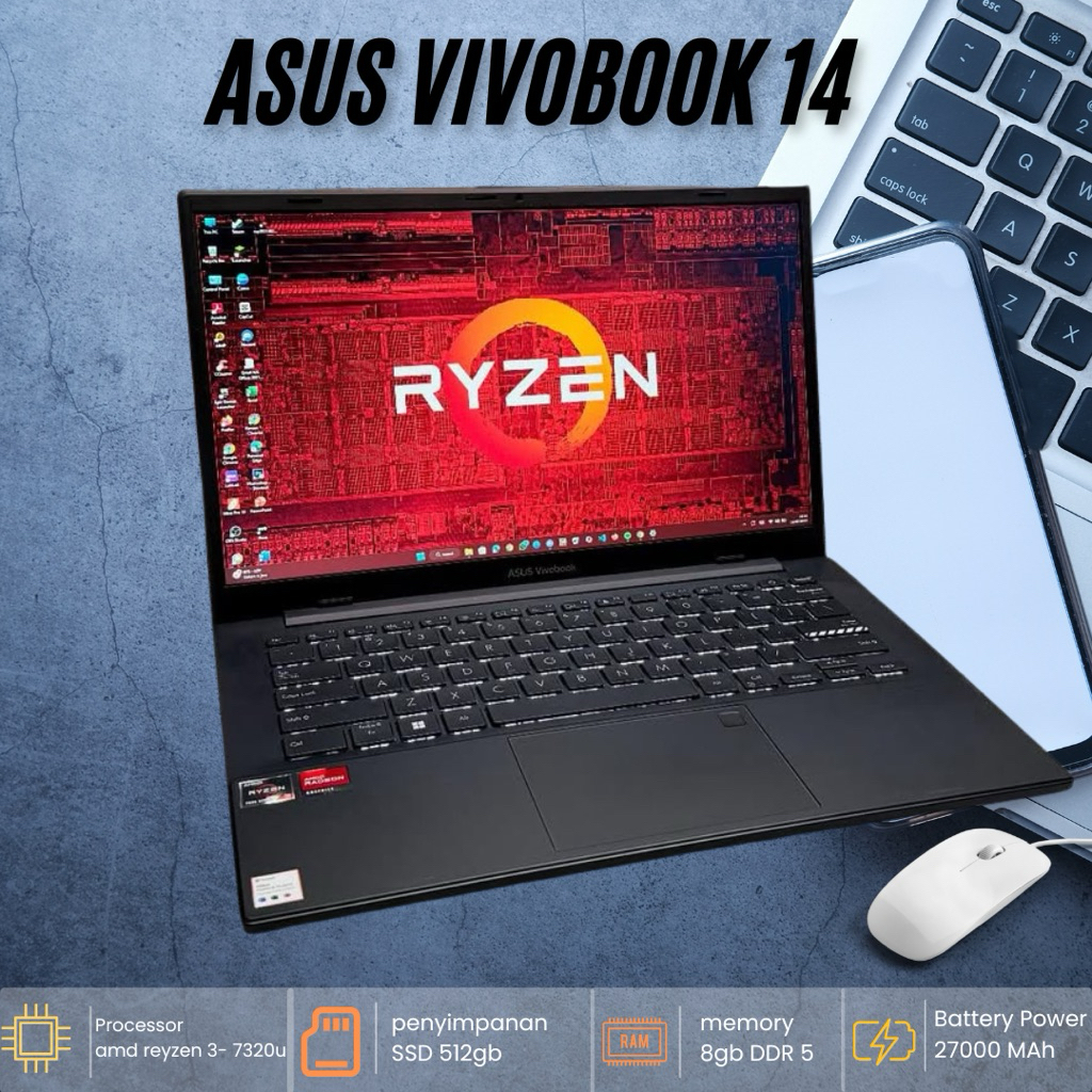 Jual laptop asus vivobook 14 garansi masih panjang sampai september