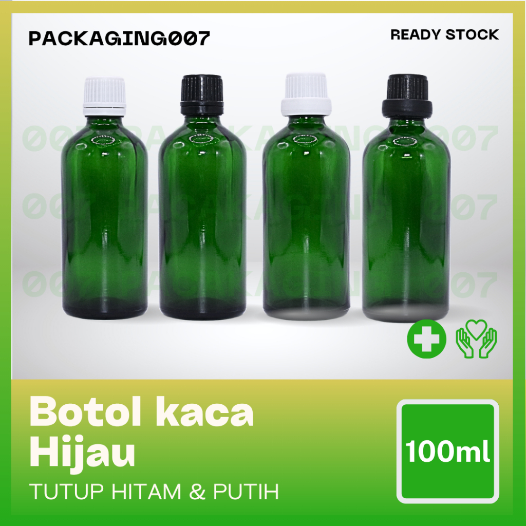 Jual Botol Kaca Hijau 100ml Essential Oil Sealed - Botol Dropper 100 ml ...