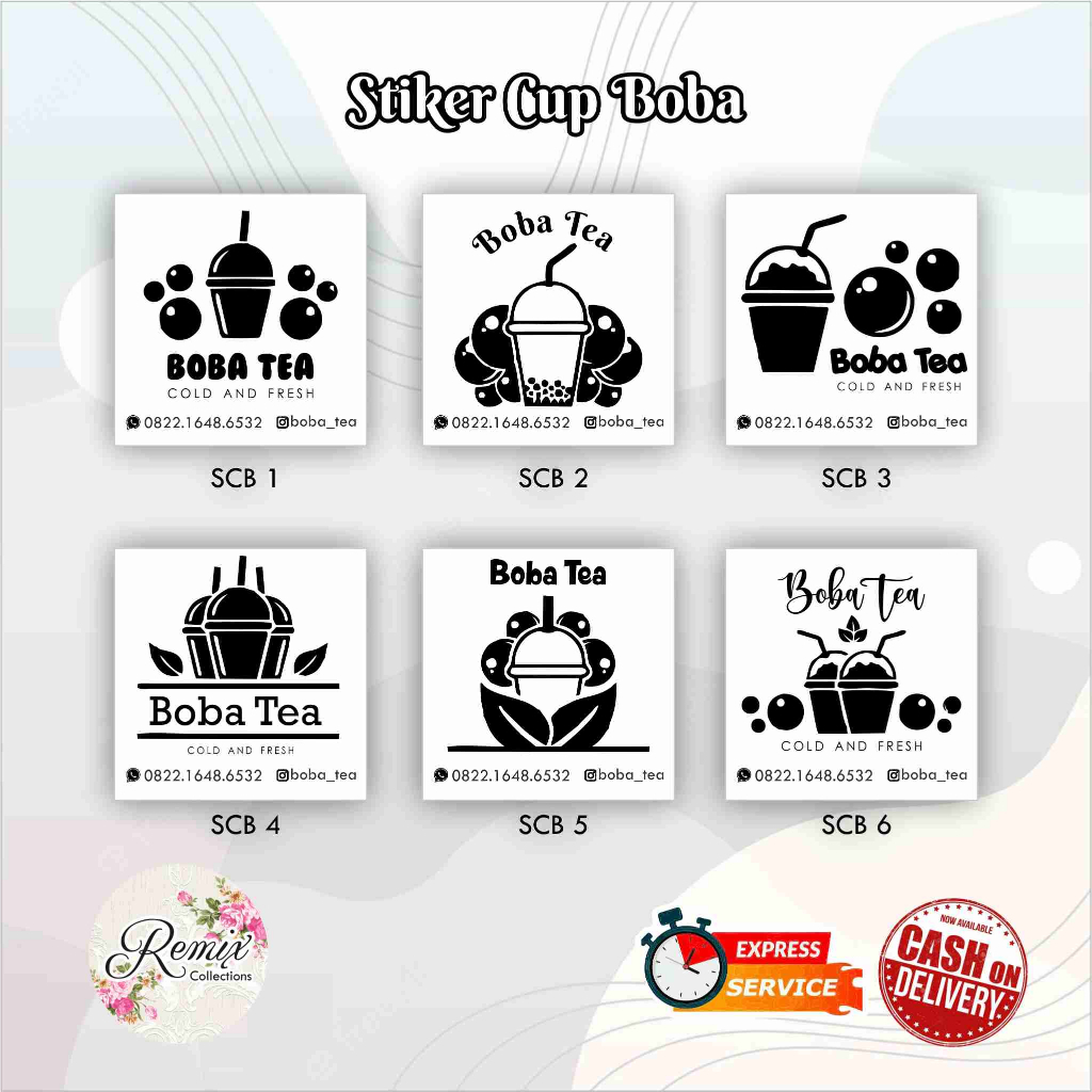 Jual [117 pcs] STIKER TRANSPARAN CUP BOBA / LABEL KOTAK / TOPLES ...