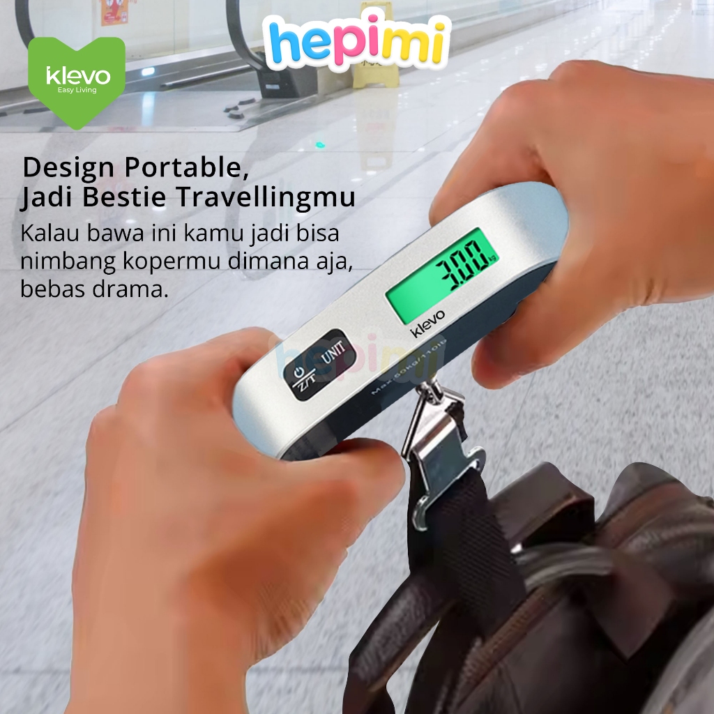 Jual KLEVO SCAIL Timbangan Koper Bagasi Digital 50 Kg LED Display ...