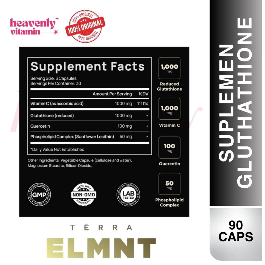 elmnt glutathione Jual TERRA ELMNT Liposomal Glutathione Triple Antioxidant 2150mg - 90 Caps main image 0