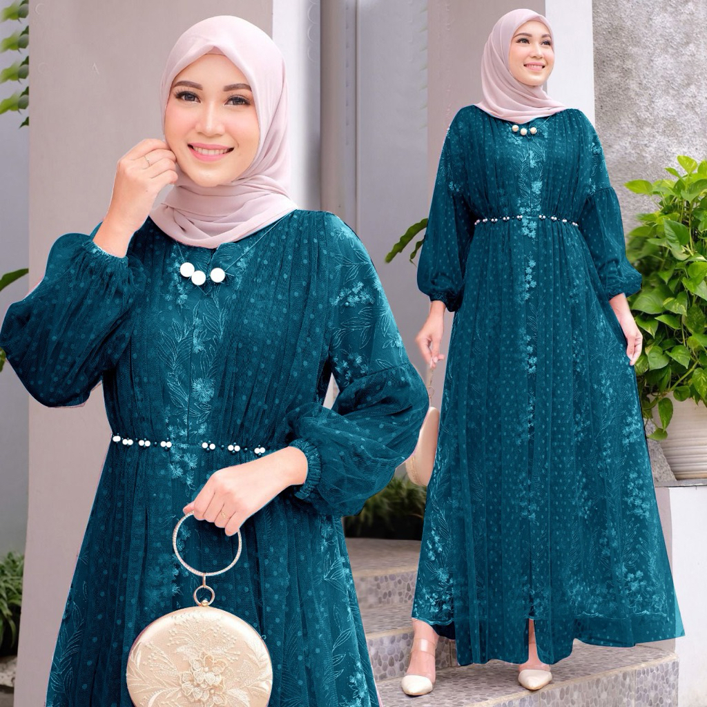 MAXI JAHWARA ( M L XL XXL XXXL) GAMIS PESTA MUSLIM/BAJU KONDANGAN BAJU PESTA SERAGAM ACARA mo