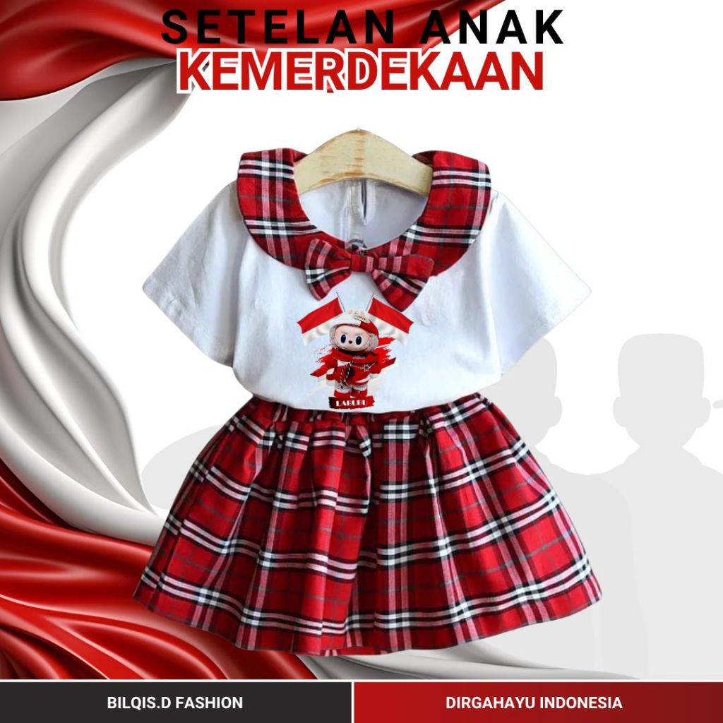Jual Setelan Baju Anak Labubu Merah Putih Kemerdekaan Usia 1-6 Tahun ...