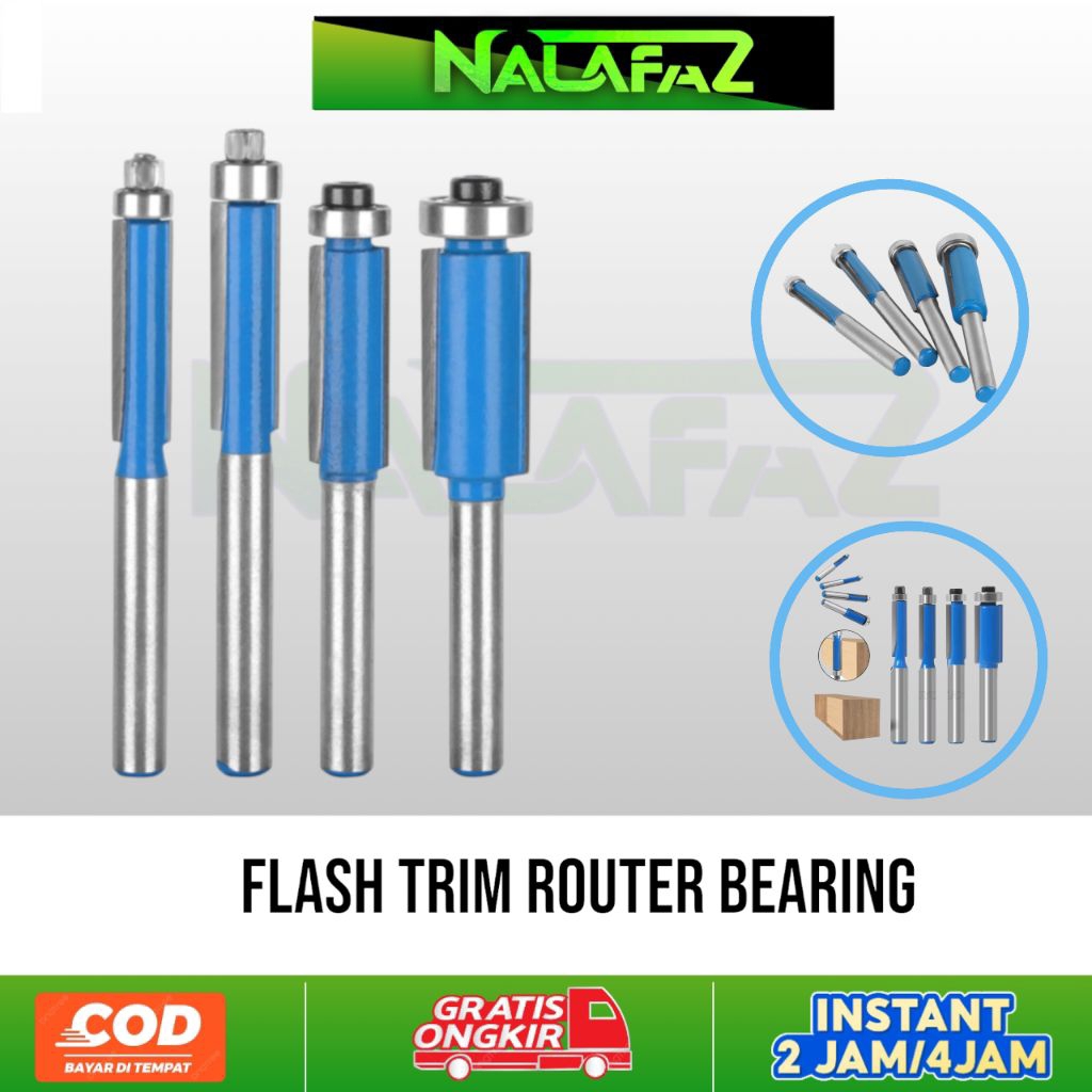 Jual Flash Trim Router Bit 6 8 10 12 mm / Mata Profil Bearing | Shopee ...