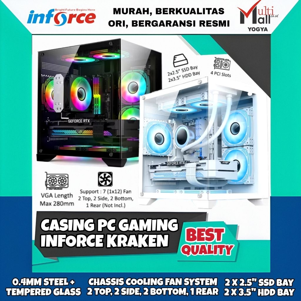 Jual Inforce Casing PC Gaming Kraken M-ATX - 7 FAN | Shopee Indonesia