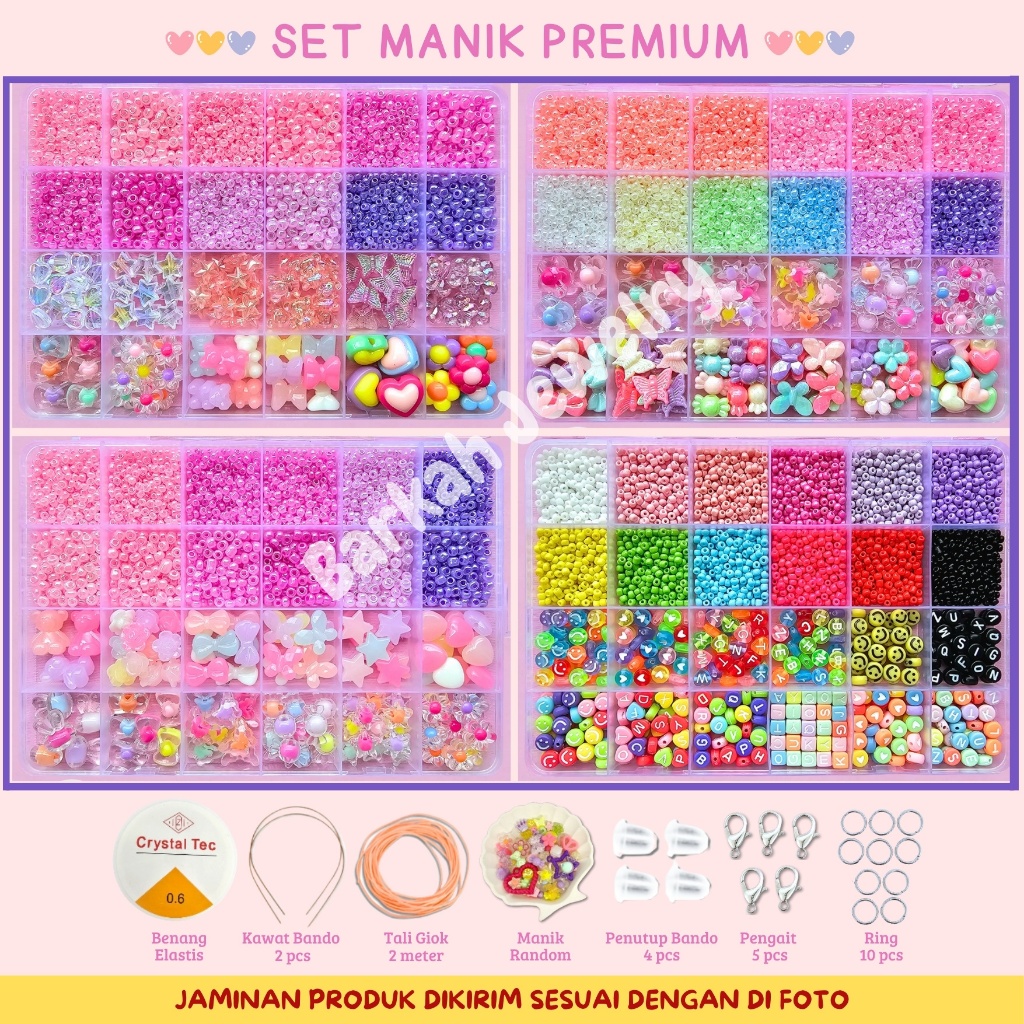 Manik Manik Pasir 1 Box Lengkap - DIY Gelang Manik Manik Aesthetic - DIY Gantungan HP / Gantungan Kunci / Bag Charm - SM011