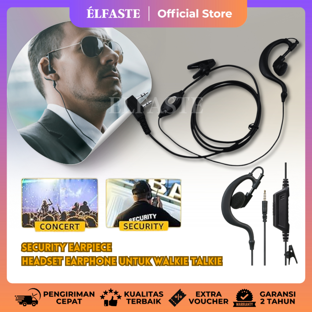 Jual ELFASTE Earphone HT K-Plug UV5R UV82 888S Headset Handy Talkie ...