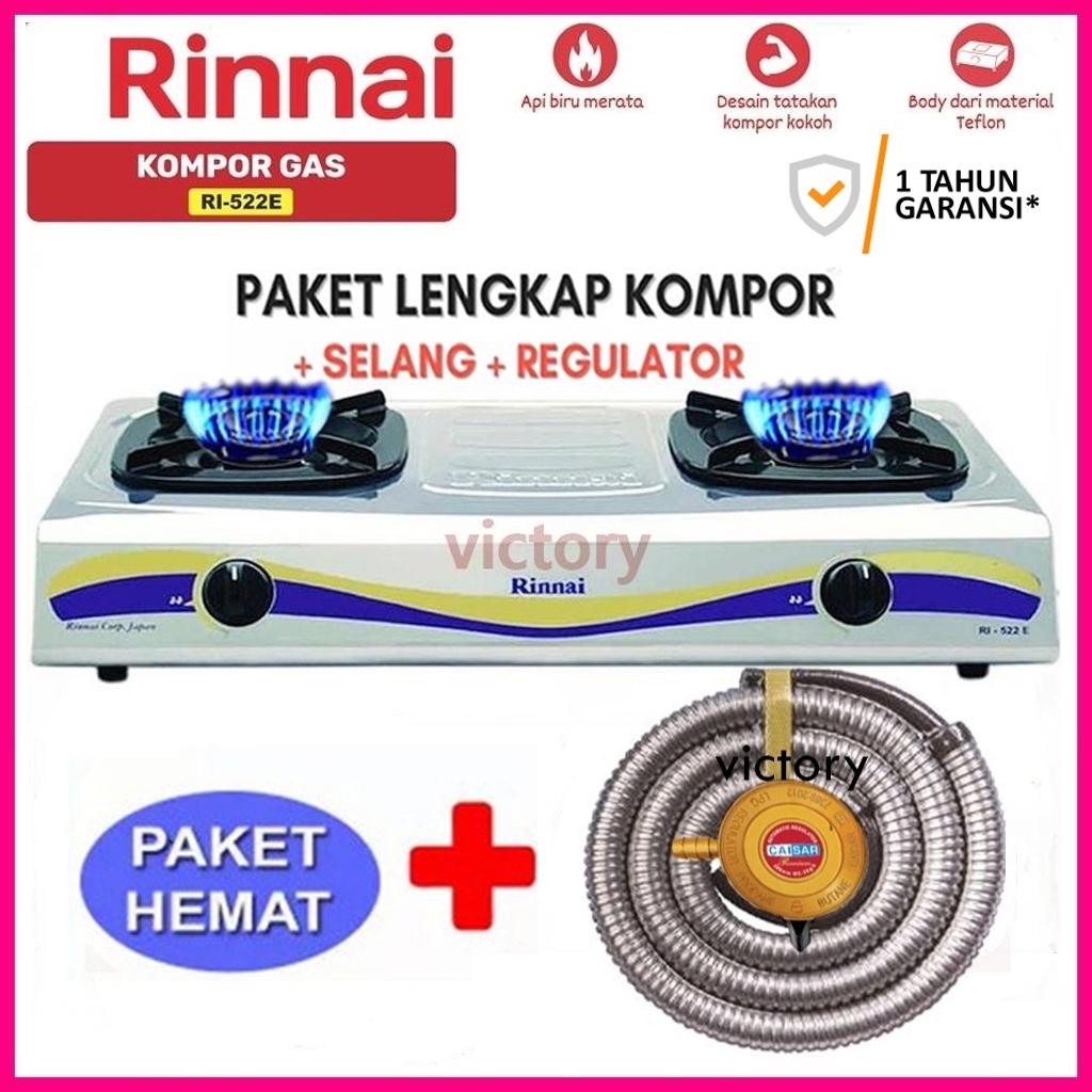 Jual Rinnai RI 522E Kompor 2 Tungku Body Stainless Steel | Shopee Indonesia