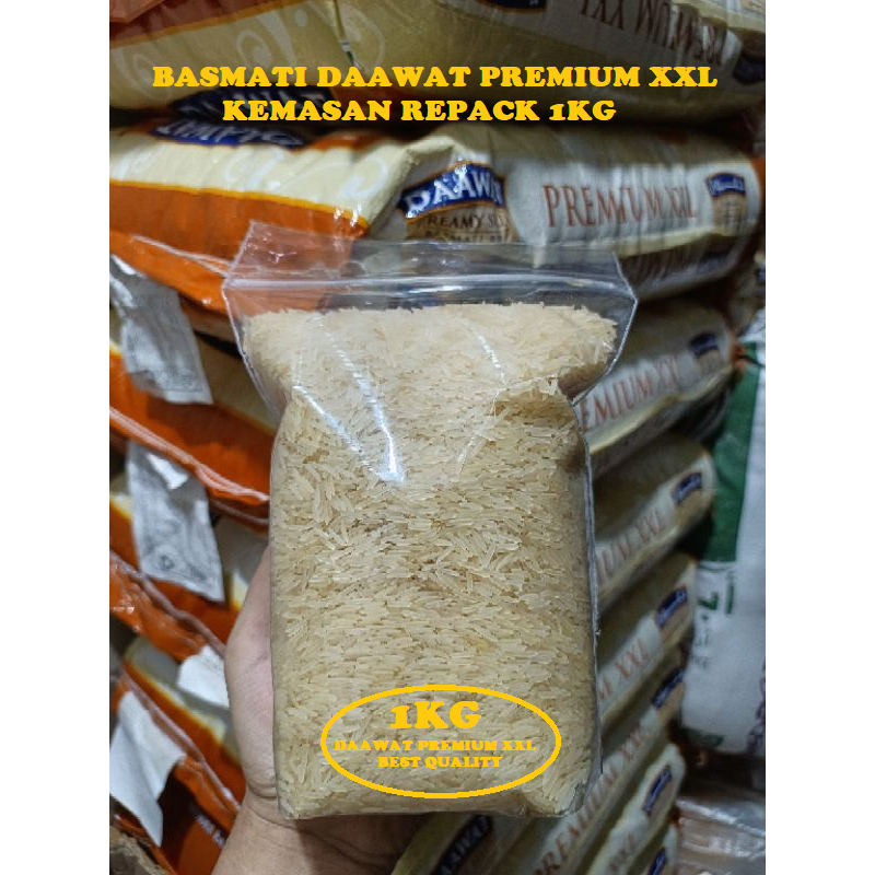 Jual Beras Basmati Daawat premium xxl Basmati rice 1Kg repack | Shopee ...