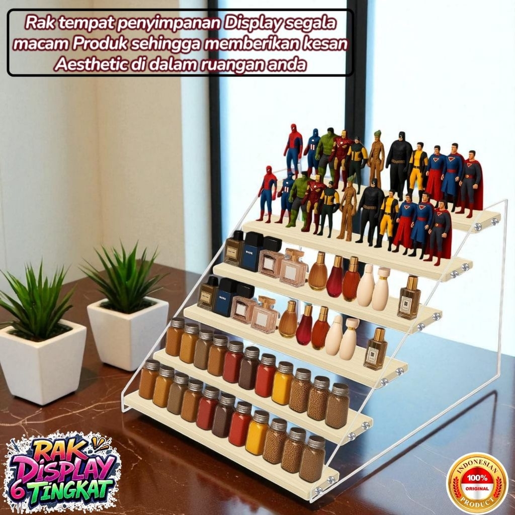 Jual rak akrilik tempat makeup 6 tingkat/rak display akrilik/rak jualan ...