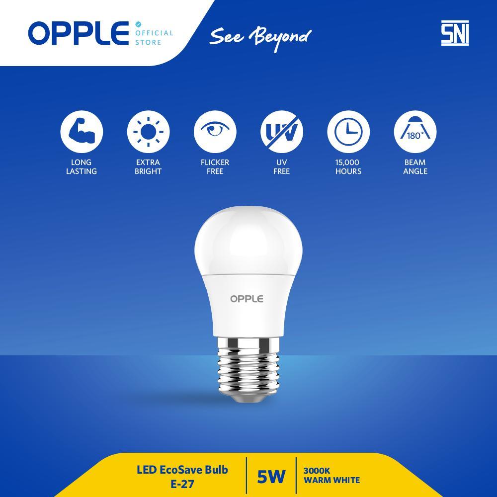 Jual Opple Lampu LED Bulb EcoSave P45 5W Warm White 3000K E27 Base 