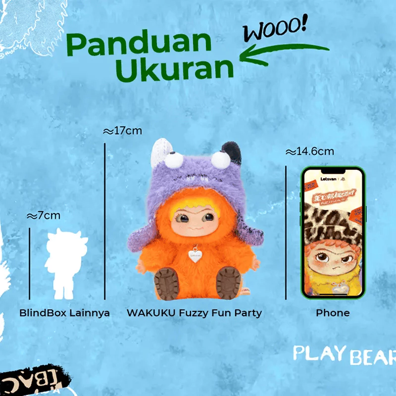 WAKUKU Fuzzy Trendy Fun Blind Box Keychain Bag Charm dan Robot TWS Wireless Earphone Airbuds T50S