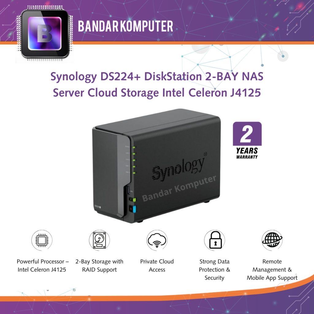 Jual Synology DS224+ DiskStation 2-BAY NAS Server Cloud Storage Intel ...