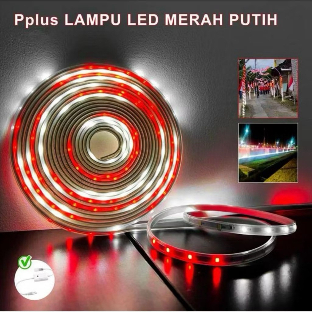 Jual EMICO LAMPU SELANG LED STRIP ROPE MERAH PUTIH 7M 7 METER + ADAPTOR ...