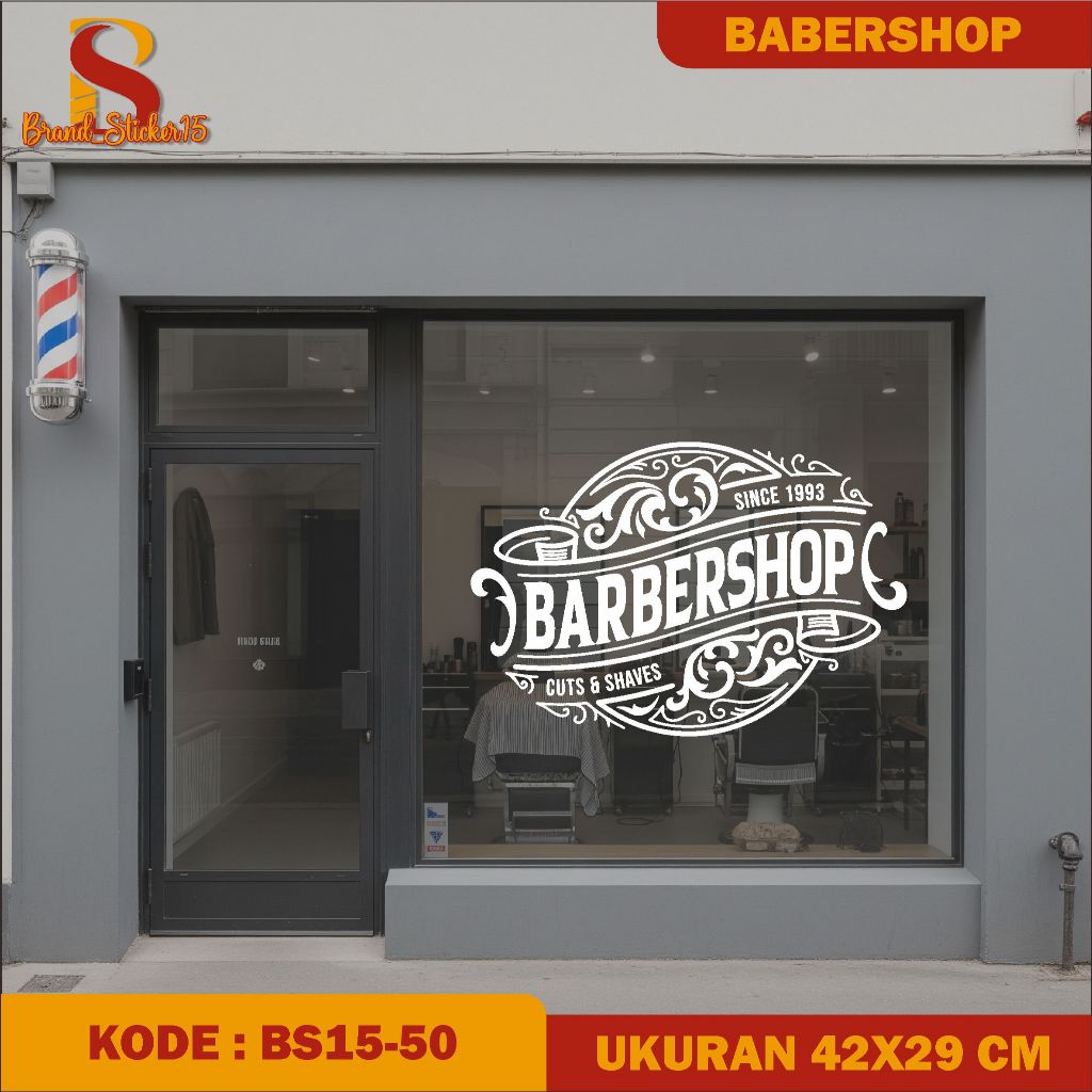 Jual Wall Cutting Sticker Barber Shop Vinyl Custom Tembok Kaca Termurah ...