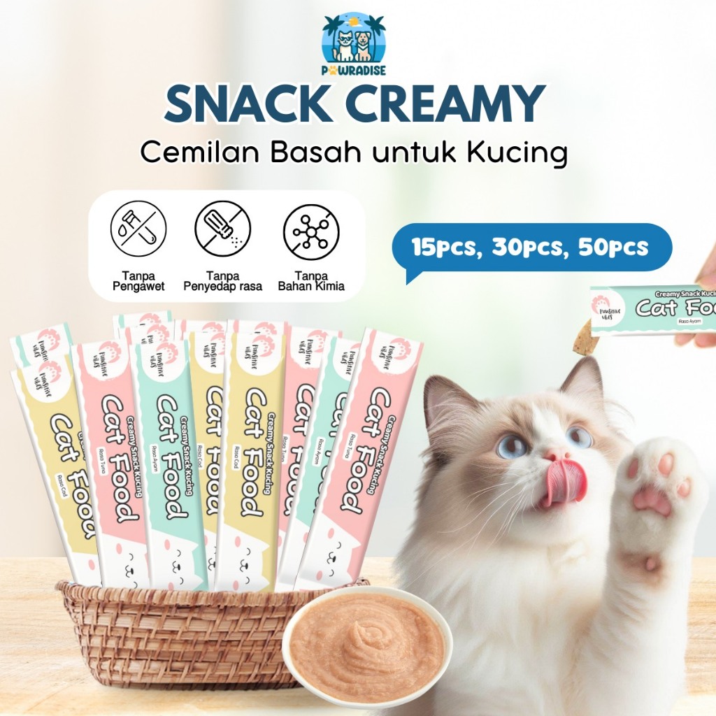 Jual PAKET Snack Creamy Kucing Isi 50 PCS Cat Food Paket Cemilan ...