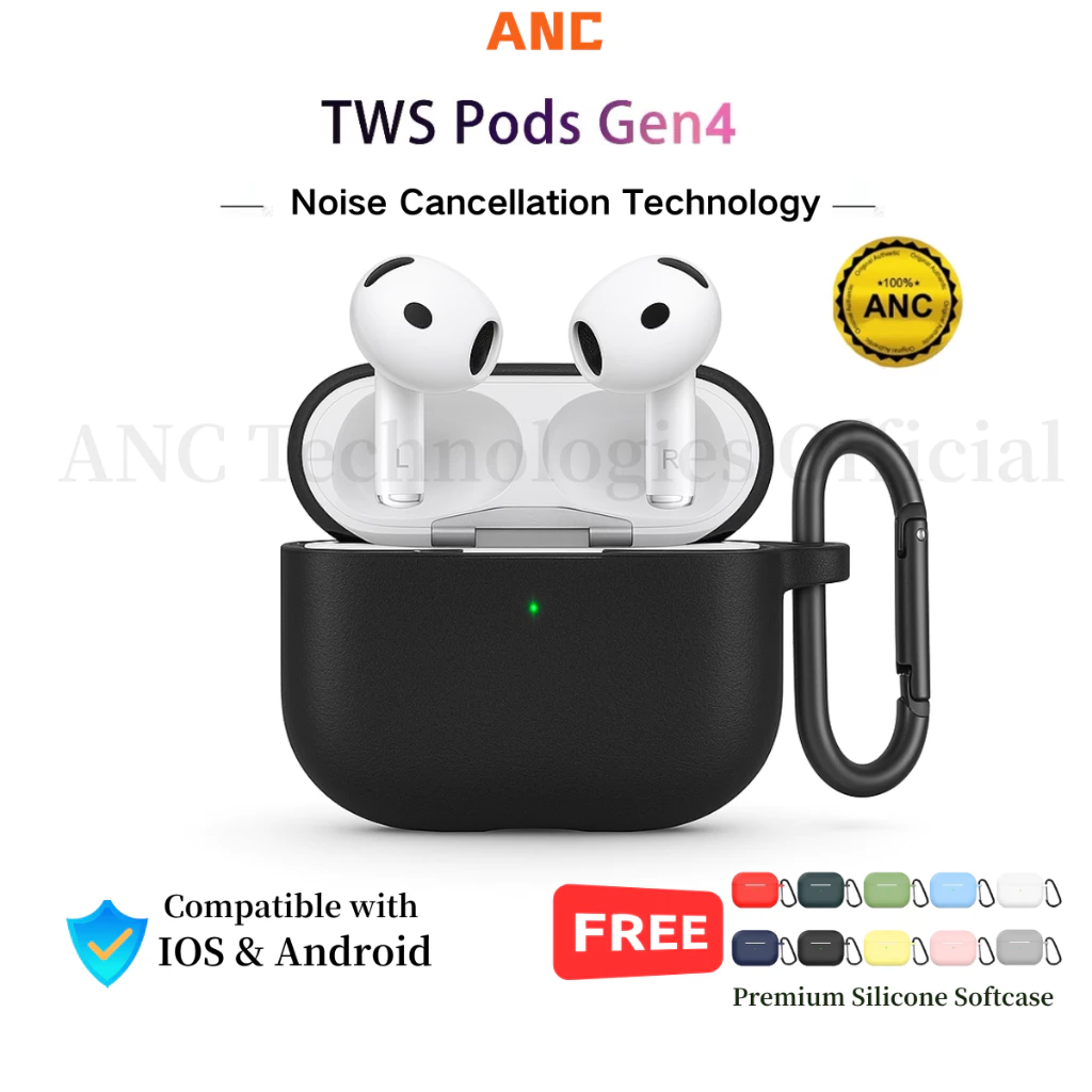 ANC Buds TWS Pods Gen4 Earphone bluetooth headset iPhone + Free Premium Silicone Softcase