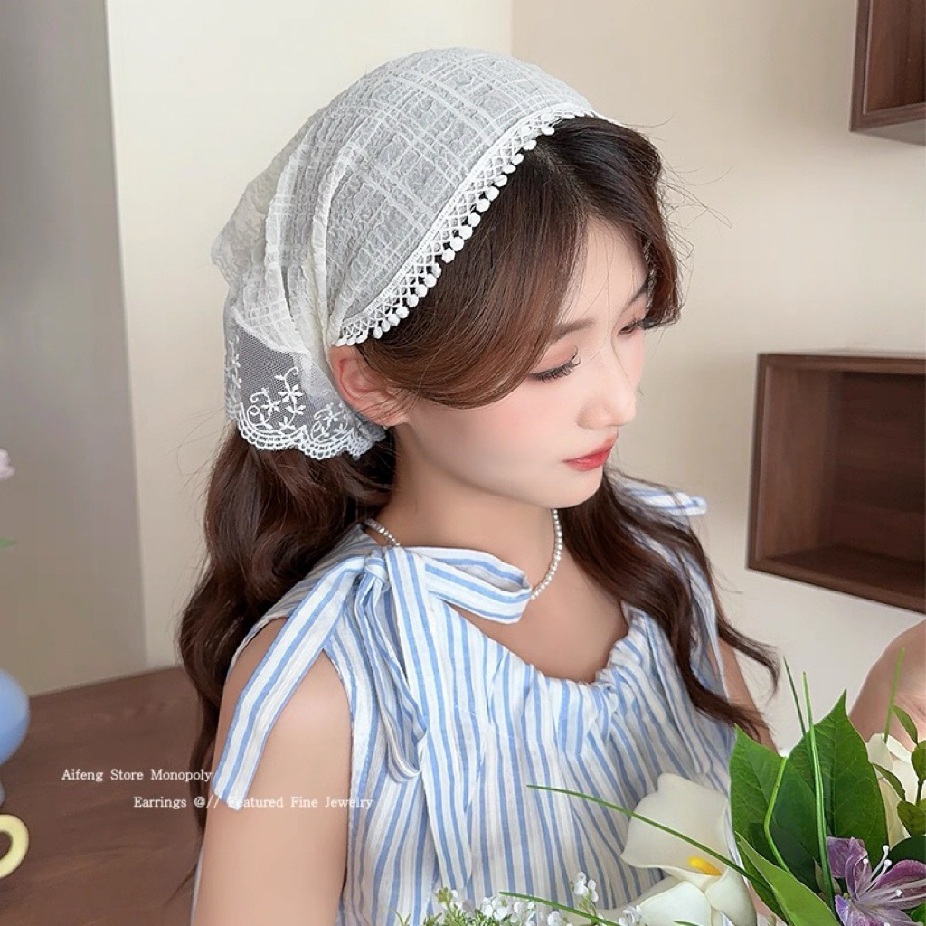 Jual Topi Segitiga Renda Vintage Aesthetic Tudung Wanita Foto Estetik ...