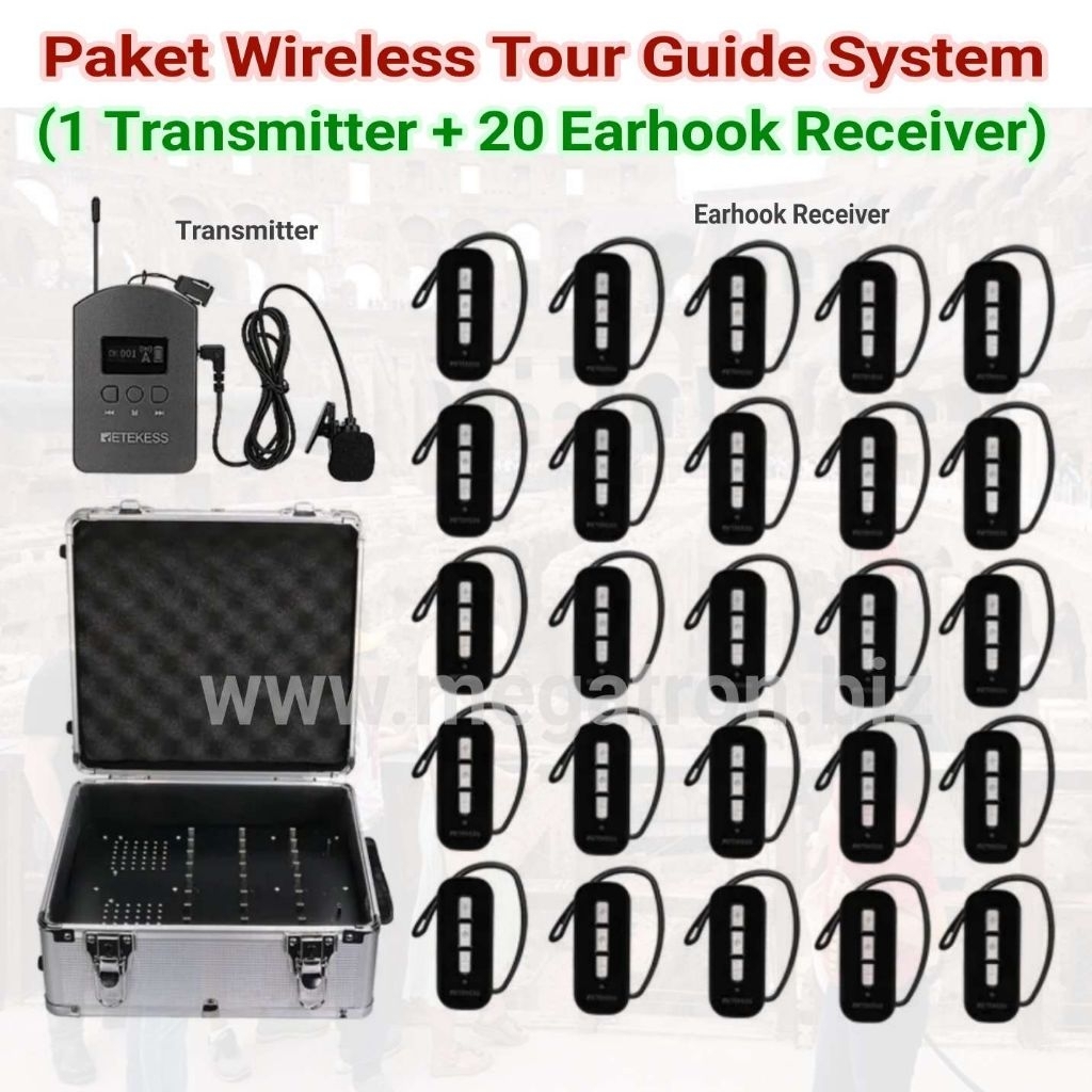 Jual Paket Wireless Tour Guide System 20 Earhook Receiver + koper ...