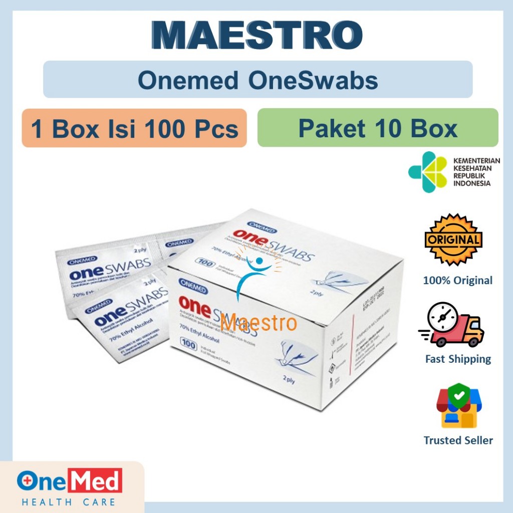 Jual OneMed Oneswabs Alcohol Swab Paket 10 Box Tisu Alkohol One Swabs ...