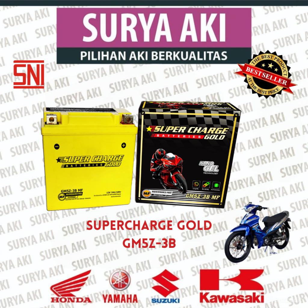 Jual AKI KERING SUPERCHARGE GOLD GM5Z-3B Aki Motor Supra Fit Astrea ...