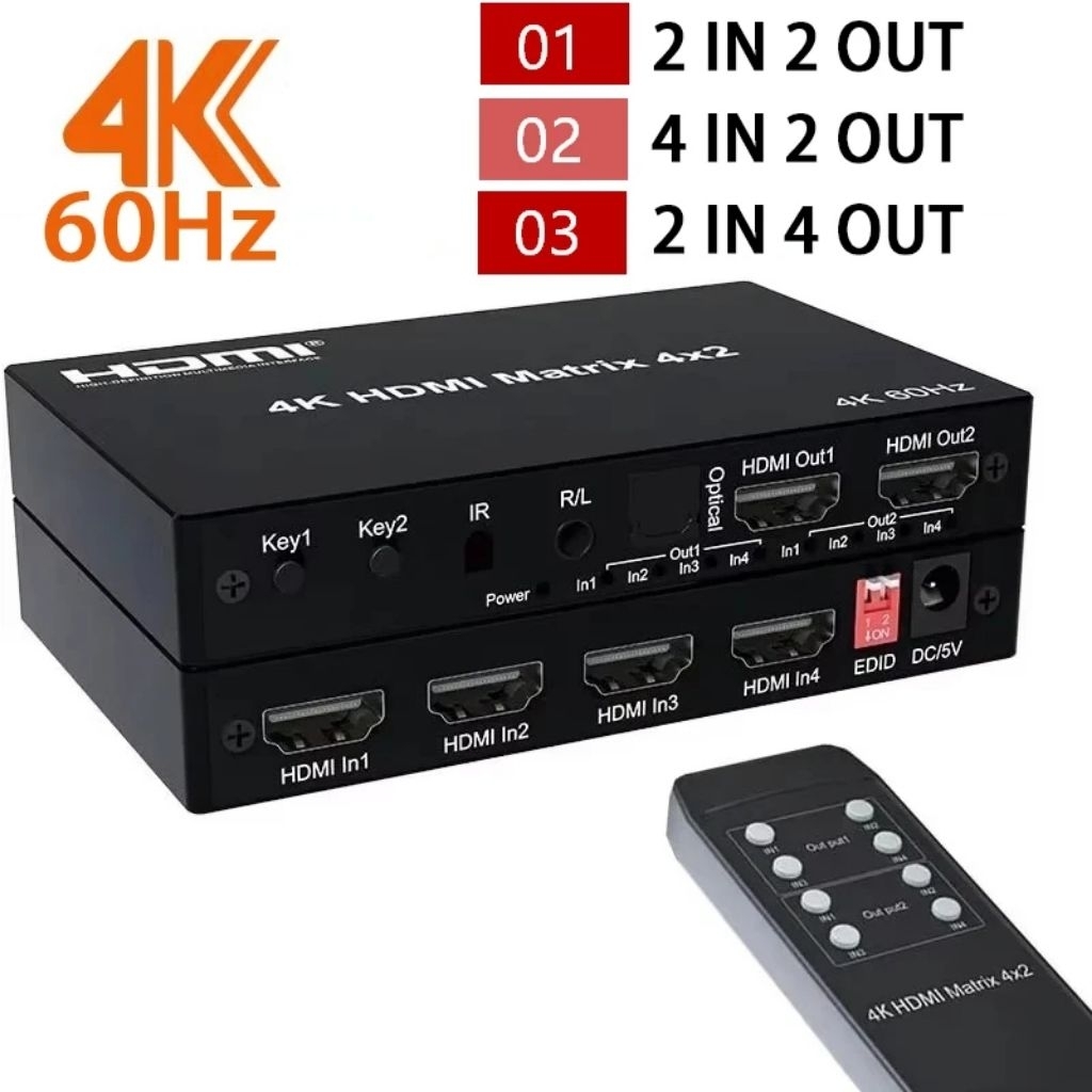 Jual Gaintech HDMI Matrix Switch Splitter 2x2 2x4 4x2 Support 4K with ...