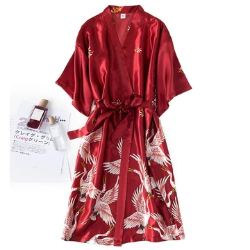 Ready Daster Kimono Panjang Baju Tidur Wanita Satin Premium Home Korea