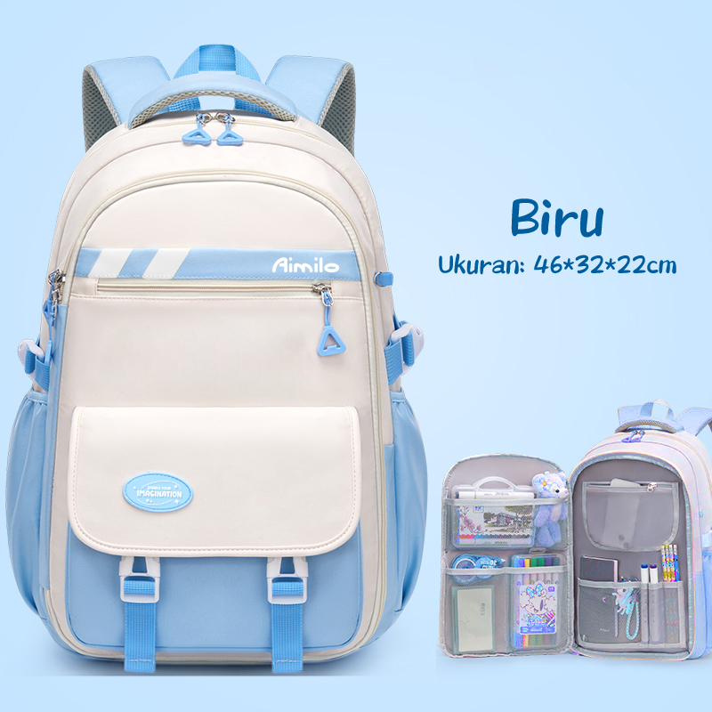 Aimilo - Tas Ransel Anak Perempuan Tas Sekolah Anak Ins Anti Air Model  Korea Tebal Kado Anak Untuk 6-15 Tahun