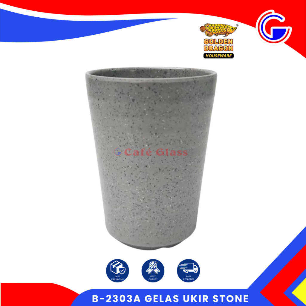Gelas Melamin Set Batu - B2303 - Gelas Ulir Ocha 260Ml - Golden Dragon