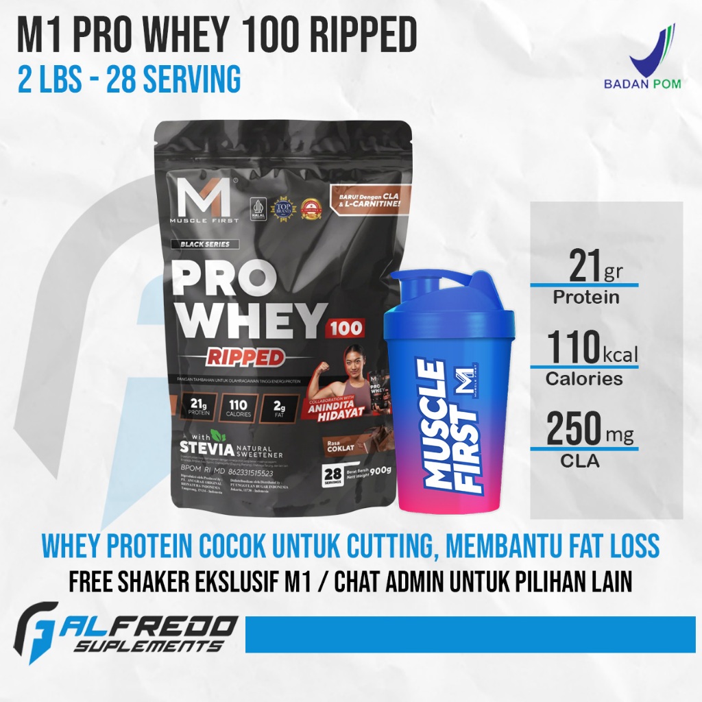 Jual M1 MuscleFirst Pro Whey 100 RIPPED 2 Lbs 900 Gram Whey Protein ...