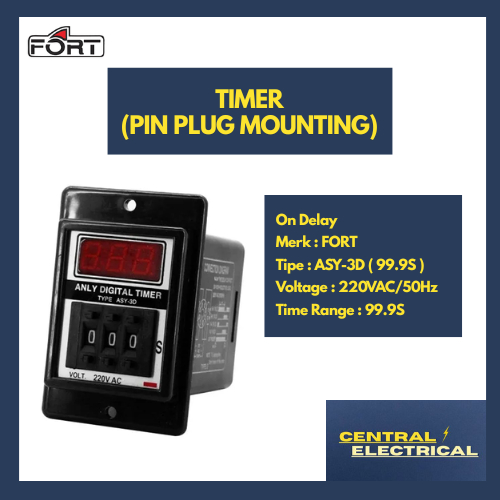 Jual FORT Timer (Pin Plug Mounting) On delay, 220VAC/50Hz Merk Fort ...