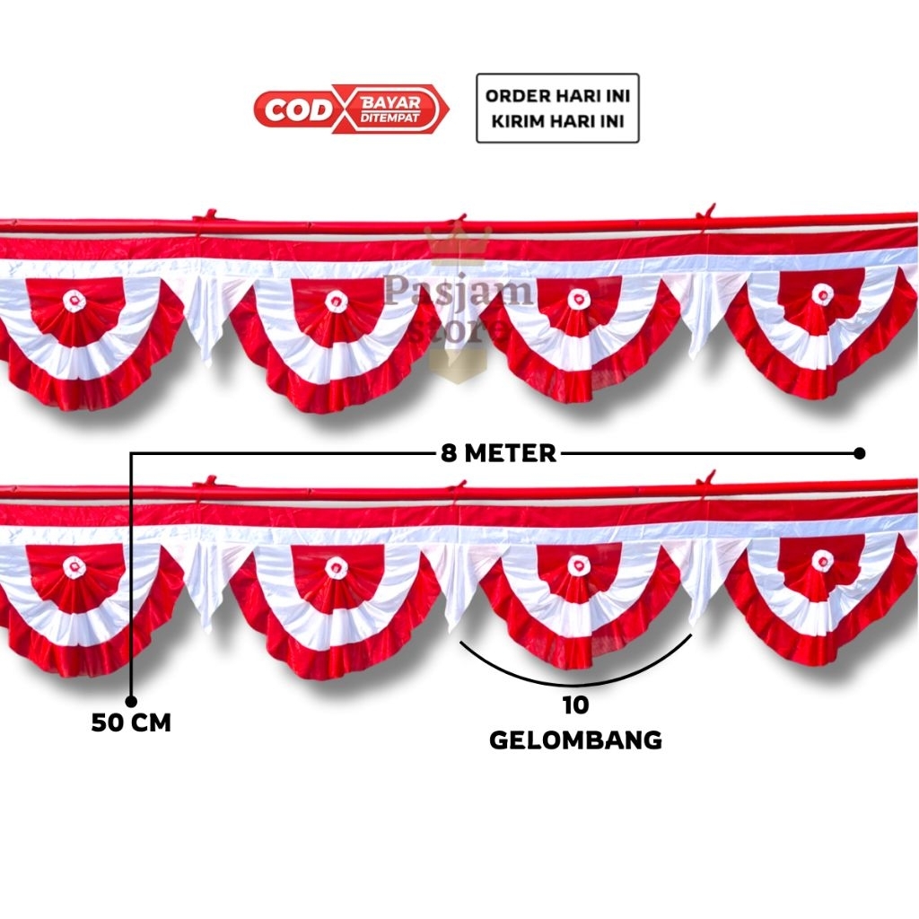 Jual Bendera Merah Putih Background rumbai bergelombang - Aksesoris ...
