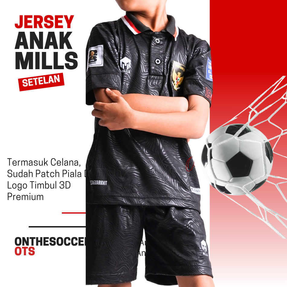 Jual Jersey Timnas Indonesia Mills Anak Hitam Setelan sudah termasuk ...