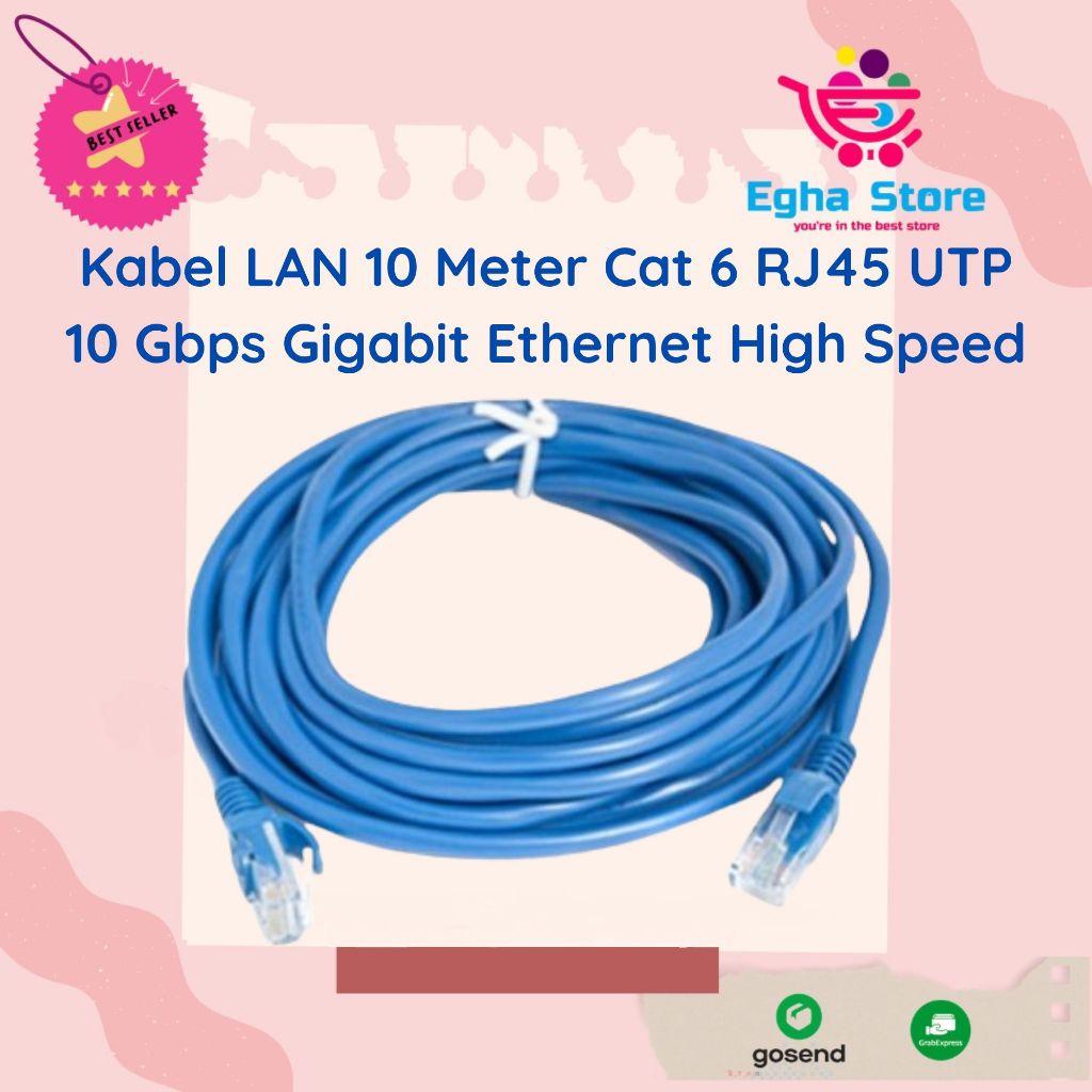 Jual Kabel LAN 10 Meter Cat6 RJ45 UTP 10 Gbps Gigabit Ethernet Cat 6 ...