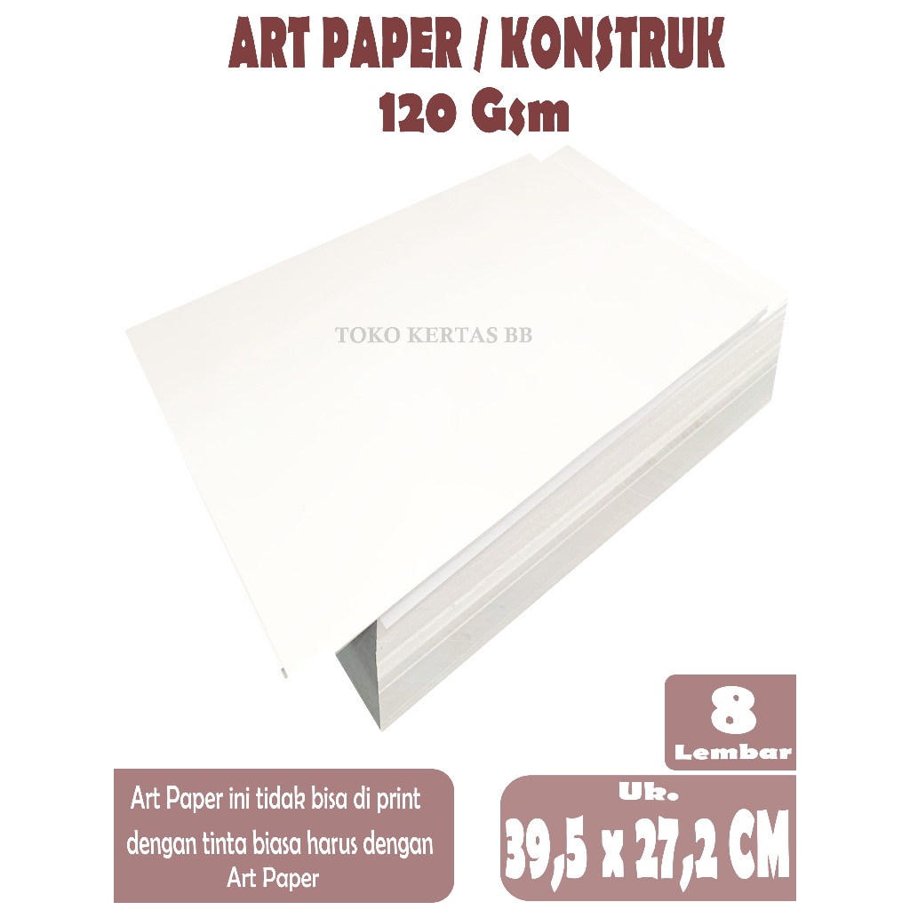 Jual ART PAPER / KONSTRUK 120 GSM UKURAN 39.5 X 27,2 CM , ISI 8 LEMBAR ...